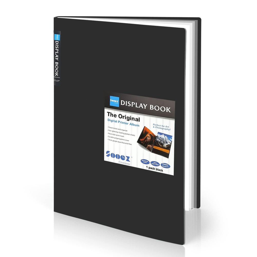 Sooez Art Portfolios 11″x17″, Large Portfolio Folder with 30 Pockets & Black …