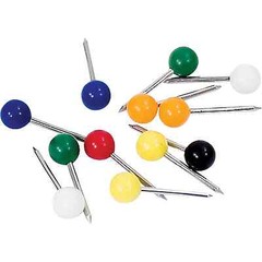 15-Pack GEM Advantus Map Push Pin Tacks – Plastic Assorted Colors 3/8″ Medium