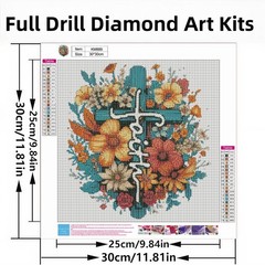 5D Faith in the Cross Diamond Painting Kits for Adults Beginner, DIY Round Full.