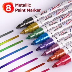 Metallic Paint Markers, Oil-Based Metallic Paint Pens – 8 Colors Permanent Ma…