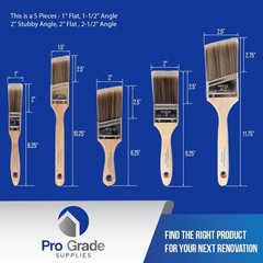 5-Piece Paint Brushes set for Latex and Oil Paints, Stains, Interior & Exterior