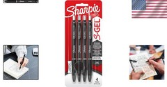 Sharpie S-Gel Black Ink Gel Pens – Fine Point 0.5mm, 4 Pack for Stunning Writing