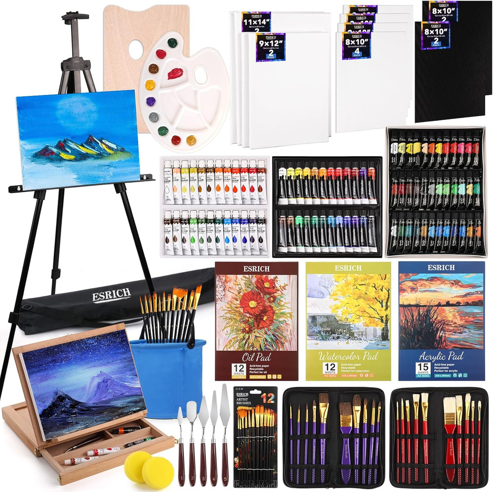 ESRICH 141PCS Deluxe Artist Painting Set, Painting Supplies with 84 Paint(Oil