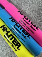 Vintage Avery Dennison Hi-Liter Fluorescent Marker Set Of 3 Blue Pink Yellow