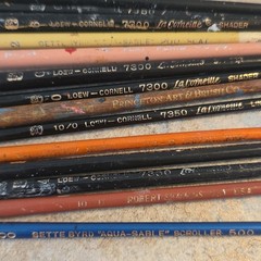 Lot of 15 Used Paint Brushes Small and Detail Name Brands Sable