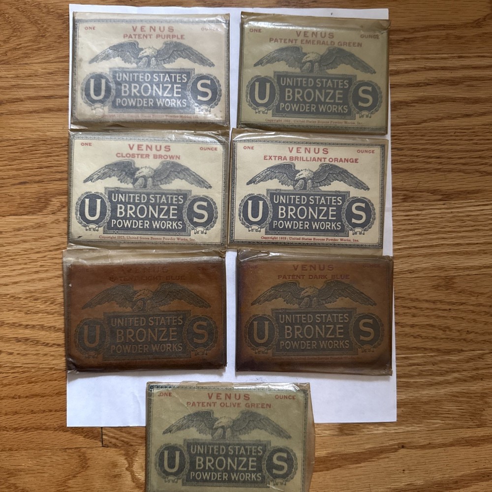 Lot Of 7 Venus United States BRONZE POWDER WORKS 1 oz Vintage NOS