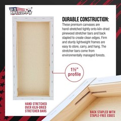 12″ x 24″ Gallery Depth 1-1/2″ Profile Stretched Canvas 3-Pack – Gesso Primed