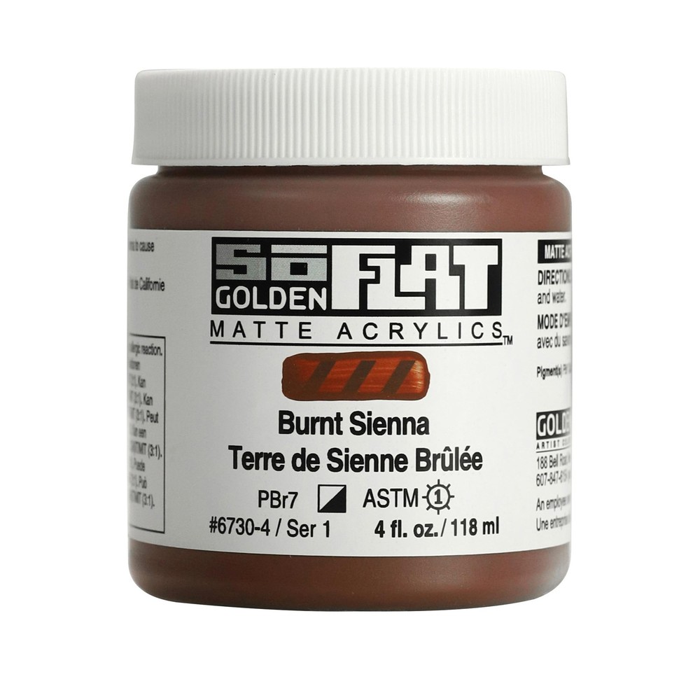 SoFlat Matte Acrylics Burnt Sienna 4 fl. oz. Jar Professional Art Paint