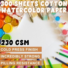 300 Pcs Watercolor Paper Sheets 6×9 Inch Cold Press 110 lb 230 GSM Art Pad for A