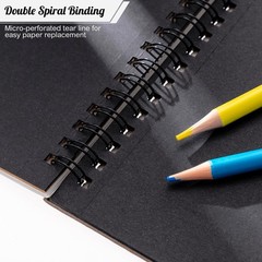 A5 Sketch Book With 36 Color Pencils Black Sketch Pad Set 5.8×8.3 Inch