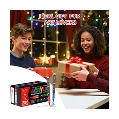 DICEKOO Acrylic Paint Markers 288 Colors, Brush Tip Markers No Bleed with Aut…