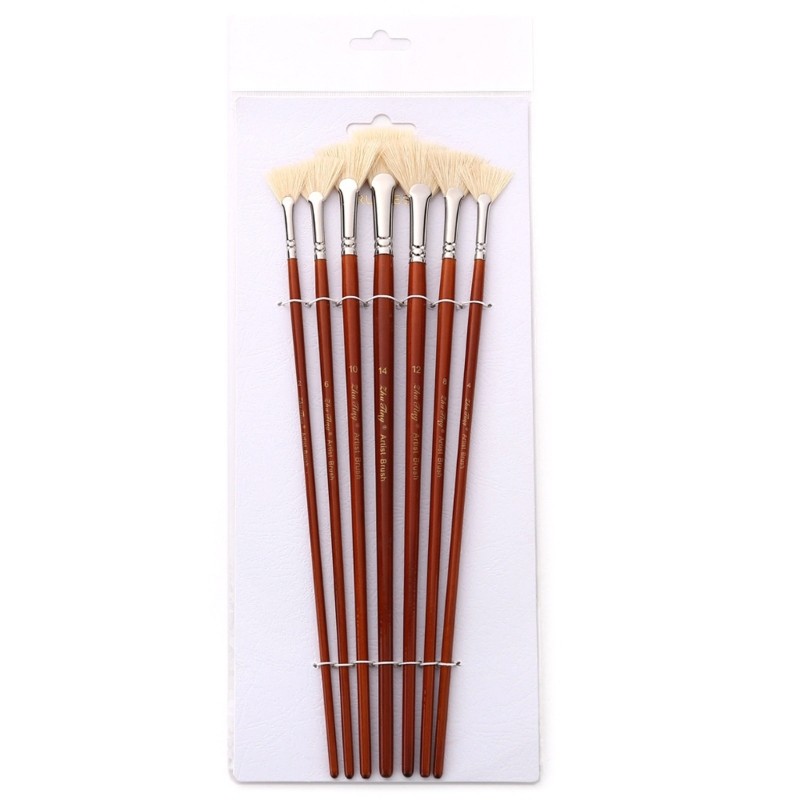 Fan Brush Sets, Long Handle Artist Anti-Shedding Paint Brushes for Painting