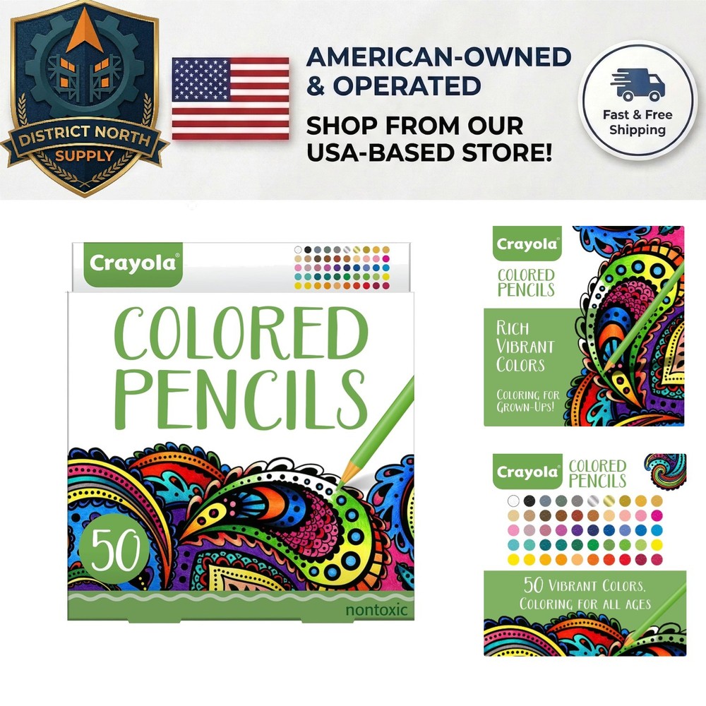 Deluxe 50-Count Colored Pencils for Adults – Fine Point, Non-Toxic Art Set