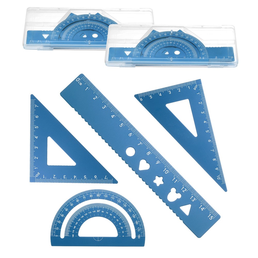 8 Pcs Geometry Drafting Tool, Math Tool Includes 15cm l Ruler, Navy Blue