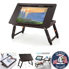 Elegant Adjustable Height Bamboo Drawing Table with Phone Slots – 23.6×13.8 Inch