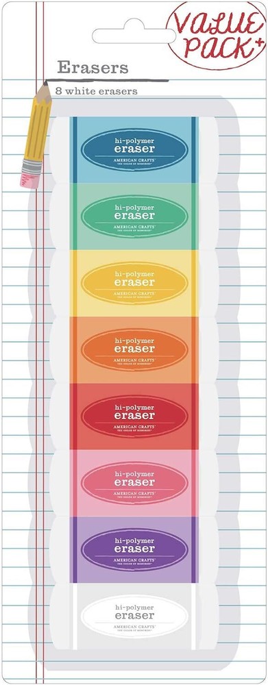 American Crafts White Erasers, Multi