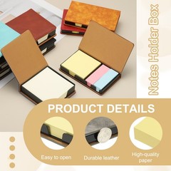 Leather Sticky Notes Holder, Post Notes Holder Box, Yellow