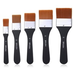 5Pcs Wide Flat Paint Brushes for Jesso Varnish Brush Acrylic Large, Black