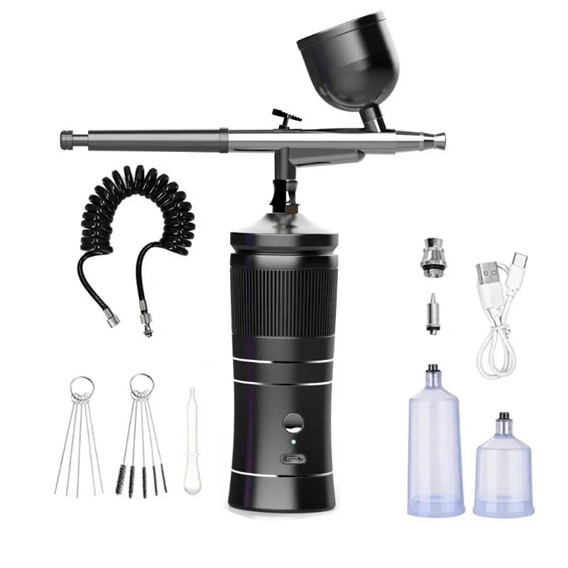 Rechargeable Airbrush Compressor Kit Air Brush Sprayer Gun Water Oxygen