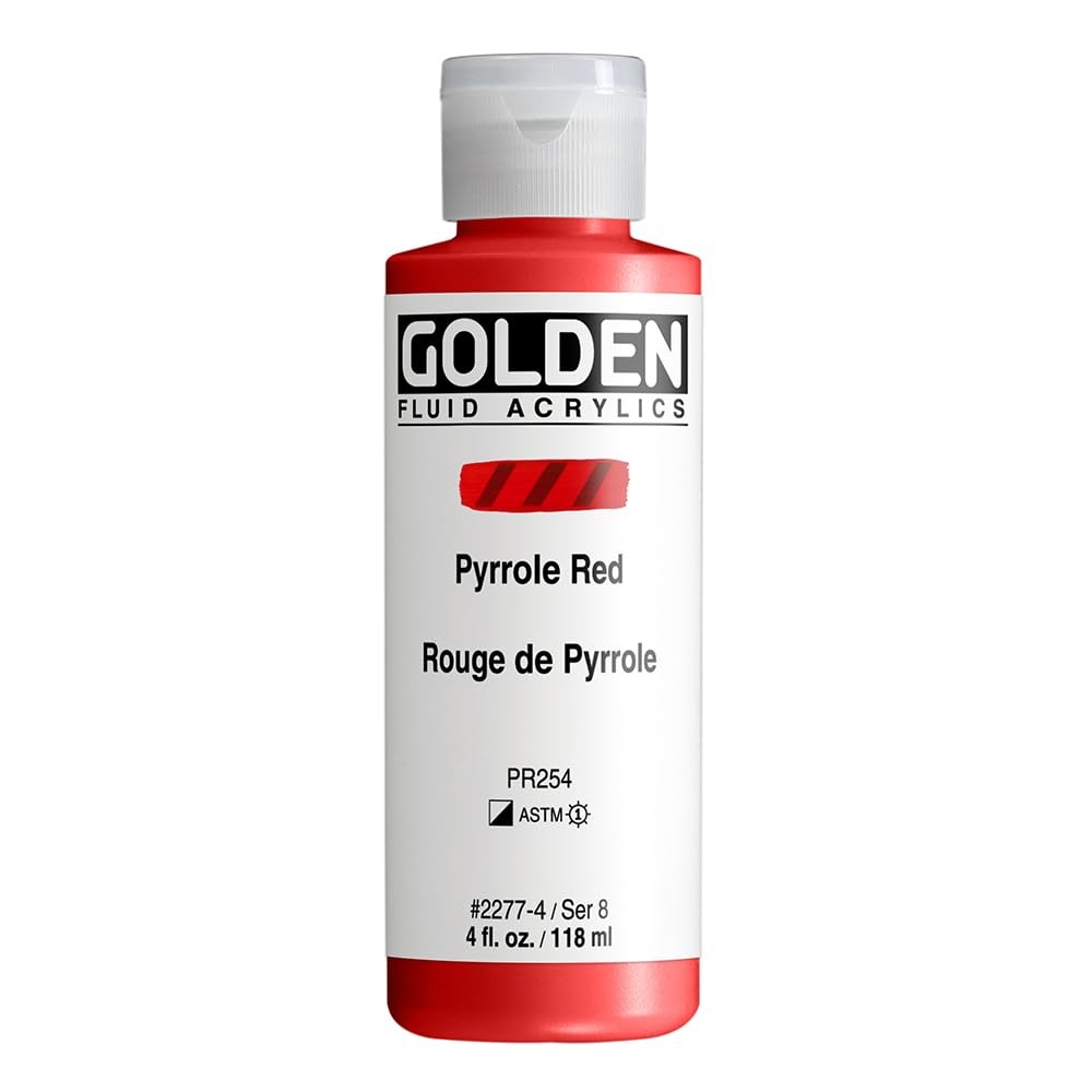 4oz Golden Fluid Acrylics Paint Pyrrole Red Bottle for Artists Professional