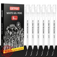 GETFOO 0.6mm opaque white gel pens 6pk