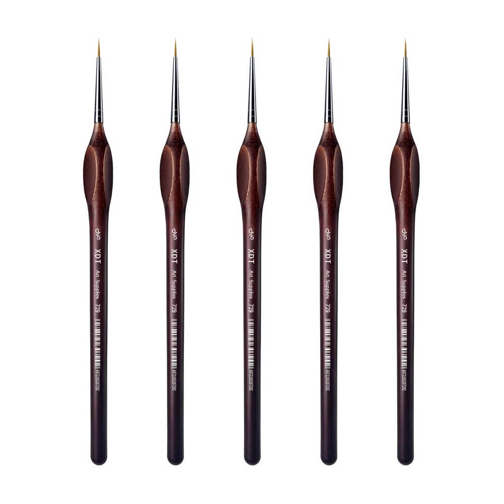 XDT#729 Mini Fine Detail Liner Art Brush 5Pc #00000 Set Nail Model