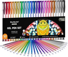 Art 50 Pack Metallic Gel Pens, 25 Metallic Gel Pens Set with 25 Refills Perfect
