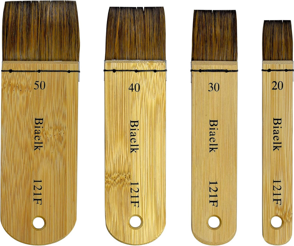 Watercolor Hake Brush Professional, 4PCS Bamboo Short Handle Squirrel Mix Hair P