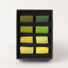 Unison Colour Artists Soft Pastels Half Stick 8 Green Set