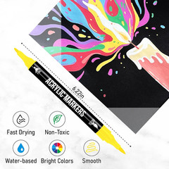 72 Colors Acrylic Paint Markers, Dual Tip with Fine Tip and Brush Tip Pens for S