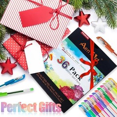 Aen Art Glitter Gel Pens for Adult Coloring 1 Count (Pack of 36), 36 Colors