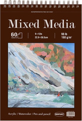 Mixed Media Sketchbook 9″ X 12″ – Multimedia Sketchbook Hardcover, Spiral Bound,