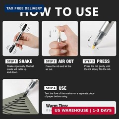 Black Acrylic Paint Markers 8 Pack, Dual Tip 0.7mm & 3mm Acrylic Paint Pens