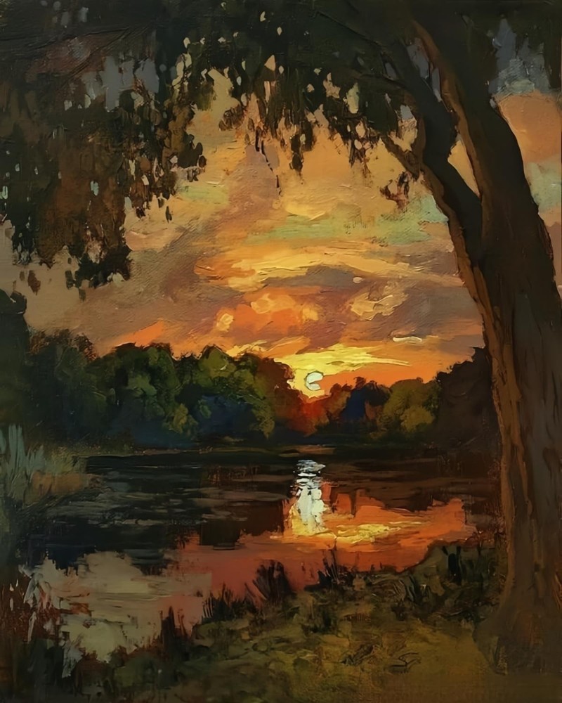 5DDIYART Forest Sunset Paint by Numbers for Adults Beginner, PB325-1