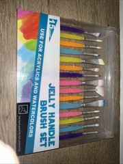 15Pcs Artist Brushes,Silicone Holder,Oil Acrylic Watercolor Painting, Multicolor