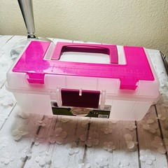 Creative Options Craft Tool Box Organizer 13X7.5X5 Clear W/Magenta