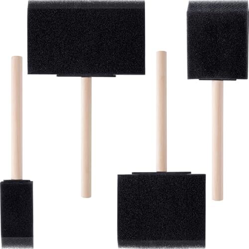 4pcs 4 Sizes Foam Paint Brushes, Sponge Paintbrushes with Wooden Handle, 1″ 2″