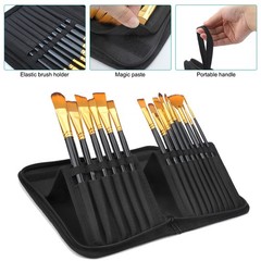 15PCS Durable Artist Paint Brush Set with Canvas Bag Professional Painting Tools