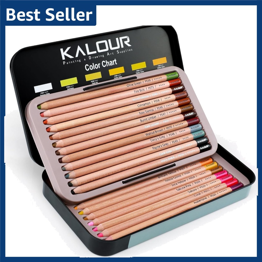 Pro Pastel Chalk Colored Pencils,24 Colors portrait set,Color Charcoal Pencil…