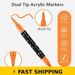 KEVIN&SASA 24 Colors Dual Tip Acrylic Paint Markers for Crafts