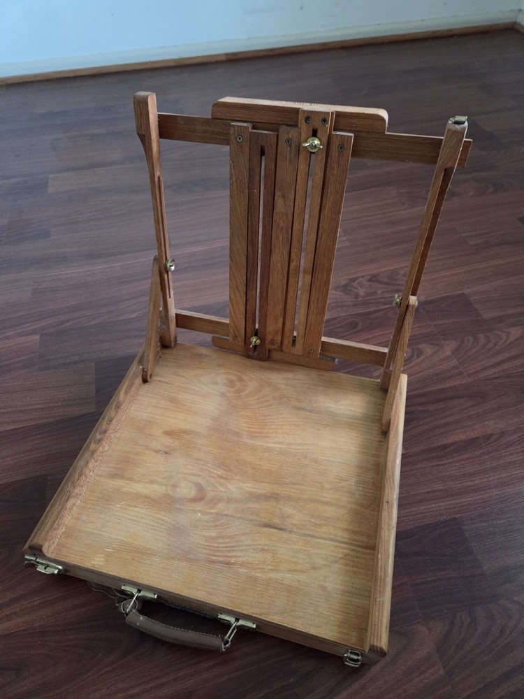 Vintage Jullian Plein Air Folding Tabletop Travel Wood Box Easel