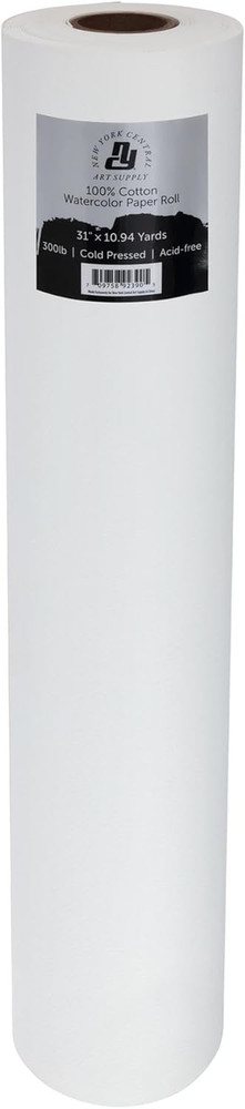 Premium 300Lb Cold Press Watercolor Paper Roll – 31″ x 10.94 Yd, 100% Cotton