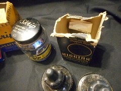 Vintage Lot of Higgins and Skrip Ink Boxes and Bottles Red Blue Green India Ink