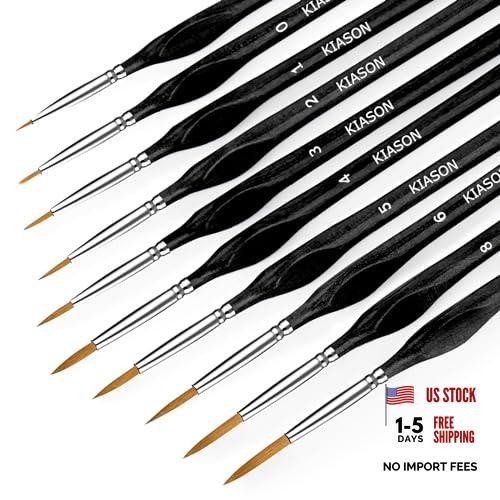 PC Miniature Paint Brush for Fine Detailing,Small Painting Brushes Set 10 Black