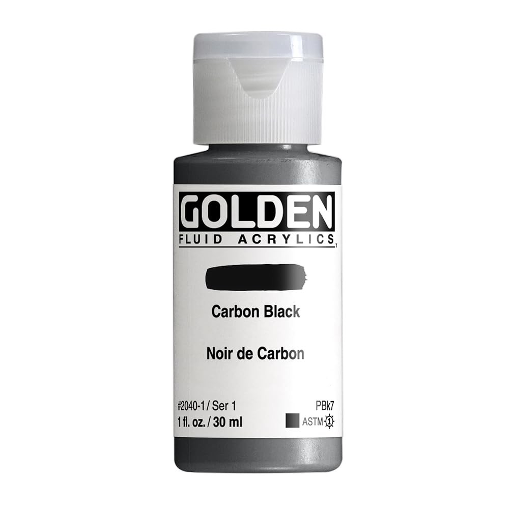 Fluid Acrylics Carbon Black 1 fl. oz. Bottle Professional Acrylic Paint