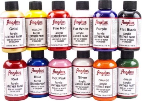 Angelus Acrylic Leather & Vinyl Starter Set – Kit #5, 12 4oz Bottles of Paint