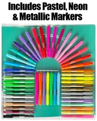 50 Rainbow Marker Pens Pastel Neon Metallic Markers Colourful Art Pens For Kids
