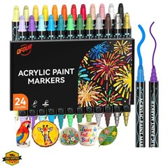 24 Colors Acrylic Markers Set, Dual Tip Acrylic Paint Markers with Fine & Dot…