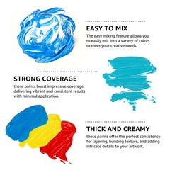 Large Bulk Acrylic Paint Set, 15 Colors (473 ml/16 fl oz), Matte Finish, Rich…