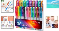 36 Colors Gel Pens Set – Non-Toxic with Glitter, Metallic, Pastel Shades